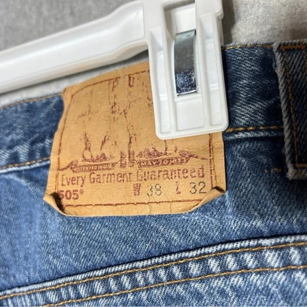 Levis 505 Vintage Mens Regular Fit Straight Leg Jeans Blue Made in USA 38x32